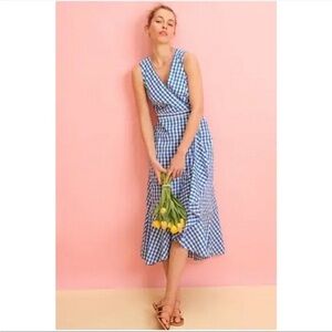 J. Crew V-Neck Ruffle Wrap Maxi Dress in Cotton Poplin